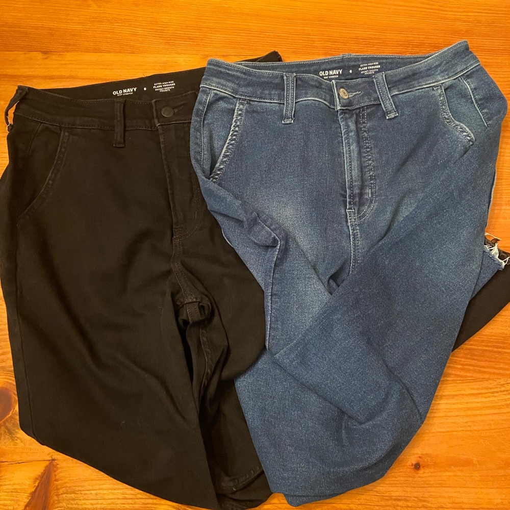 2 pair Old Navy Extra High-Rise Flare Trouser